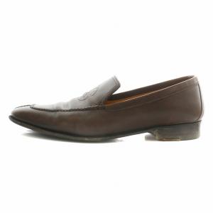 HERMES ビジネスシューズ ドレスシューズ レザー スクエアトゥ ロゴ 39 25.5cm 茶色 ブラウン /XZ