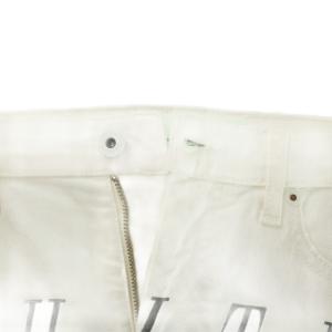 Off-White デニムパンツ ジーンズ テーパード クロップド丈 ジップフライ ロゴ プリント 27 白 ホワイト /XZ