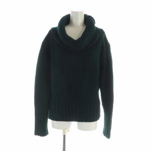 ニット セーター ハイネック 長袖 ロゴ カシミヤ混 S 緑 グリーン GY19 /MQ