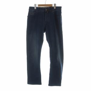 デニムパンツ ジーンズ ストレッチ インディゴ ロゴ ボタンフライ 32 青 ブルー J688 GY19