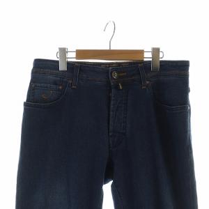 JACOB COHEN デニムパンツ ジーンズ ストレッチ インディゴ ロゴ ボタンフライ 32 青 ブルー J688 GY19
