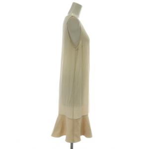 BRUNELLO CUCINELLI ワンピース ノースリーブ ひざ丈 切り替え ベージュ /XZ GY19