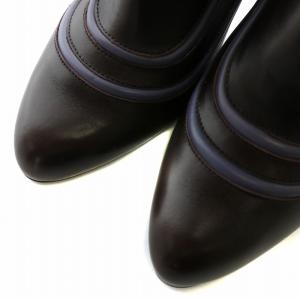 Salvatore Ferragamo ロングブーツ レザー ポインテッドトゥ ハイヒール バックジップ 6.5 24cm 茶色 ブラウン 紫