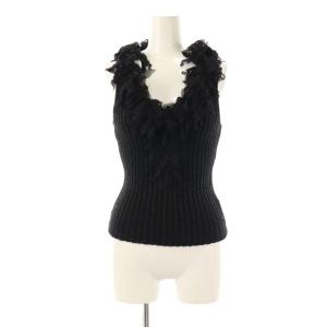ニット セーター ノースリーブ ラメ 40 黒 ブラック /AT GY19
