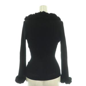 EPOCA カーディガン リブニット ラビットファー Vネック 40 黒 /CX OS GY19