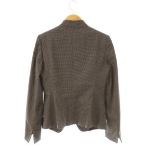 ARMANI COLLEZIONI ノーカラージャケット 総柄 38 黒 ブラック /AT GY19