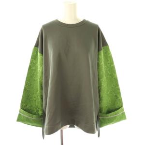 カットソー 長袖 切替 38 グレー 緑 /HK GY19