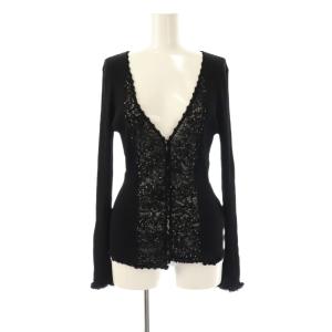 カーディガン ニット 長袖 スパンコール IT42 黒 /HK GY19