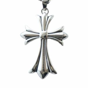 クロスネックレス アクセサリー ペンダント ロゴ 十字架 シルバー色 GY19 /MQ