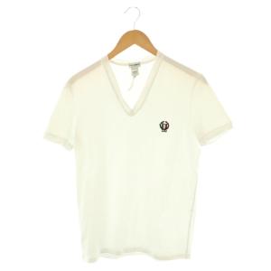 Tシャツ カットソー 半袖 Vネック ワンポイント XS 白 ホワイト /SS OS GY19