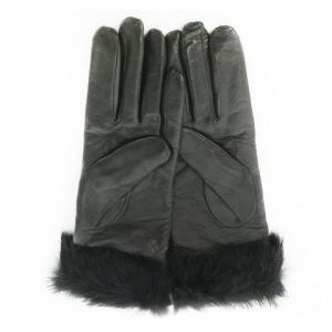 Orobianco 手袋 グローブ ラムレザー 本革 ラビットファー 毛皮 7 黒 ブラック /AO8 GY19