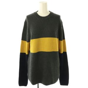 ニット セーター 長袖 ウール S グレー 黄 イエロー /AT GY19