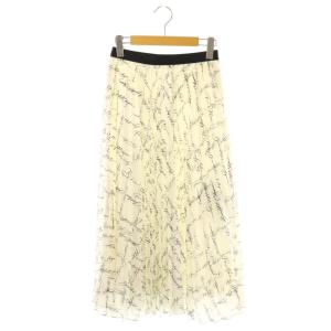スカート ロング プリーツ 総柄 36 オフホワイト ブラック /DO GY19