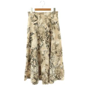 フレアスカート マキシ ロング 花柄 36 ベージュ /AT GY19