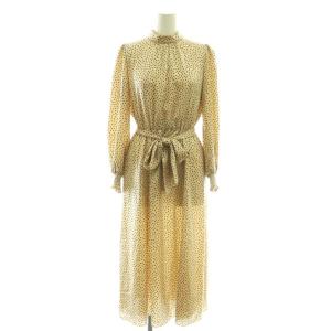 ワンピース 長袖 ドット 36 ベージュ 黒 /CX OS GY19