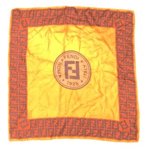 スカーフ 大判 ズッカ柄 絹 シルク 茶 ブラウン /JS GY19