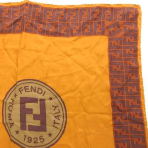 FENDI スカーフ 大判 ズッカ柄 絹 シルク 茶 ブラウン /JS GY19