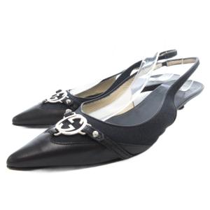 ミュール サンダル インターロッキング GGロゴ レザー 37 黒 ブラック /JS GY19