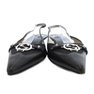 GUCCI ミュール サンダル インターロッキング GGロゴ レザー 37 黒 ブラック /JS GY19