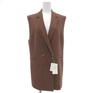 タグ付き ツイル テーラード ミドル ジレ マシンウォッシャブル・ストレッチ・防シワ・UVカット F 茶