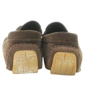 JIMMY CHOO ビットローファー ドライビングシューズ スエード レザー 型押し 手錠 ロゴ 42 27cm 茶 ブラウン