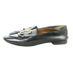 Chloe レザーシューズ ローファー 2way バブーシュ Cロゴ ゴールド金具 大きいサイズ 38 25cm 黒