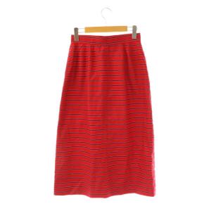 YVES SAINT LAURENT ヴィンテージスカート ロング ボーダー L レッド ブラック オフホワイト /DO GY19