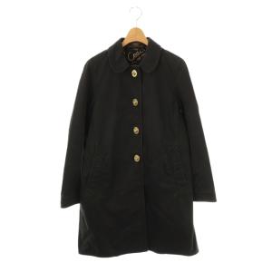 ステンカラーコート ロゴ ロング 総柄 6 ブラック /HK GY19