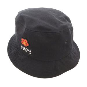 美品 バケットハット 帽子 ロゴ 刺繍 S 黒 ブラック /AE GY19