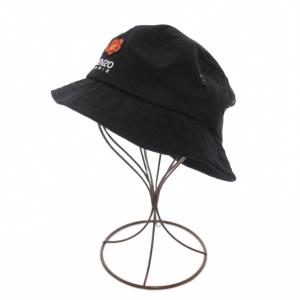 KENZO 美品 バケットハット 帽子 ロゴ 刺繍 S 黒 ブラック /AE GY19