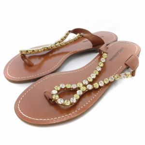 トングサンダル シューズ ラインストーン 39 茶 ブラウン /AE GY19