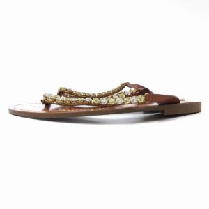 DOLCE&GABBANA トングサンダル シューズ ラインストーン 39 茶 ブラウン /AE GY19