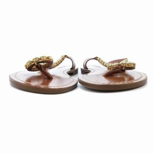 DOLCE&GABBANA トングサンダル シューズ ラインストーン 39 茶 ブラウン /AE GY19