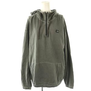 ハーフジップパーカー ロゴ ワンポイント M グレー /AT GY19