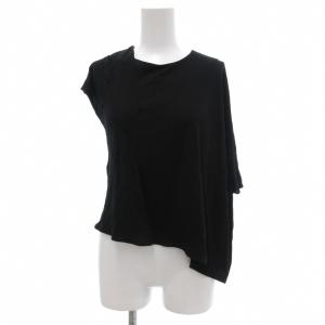 アシンメトリーブラウス カットソー 四つタグ フレンチスリーブ 36 黒 ブラック S31NC0425