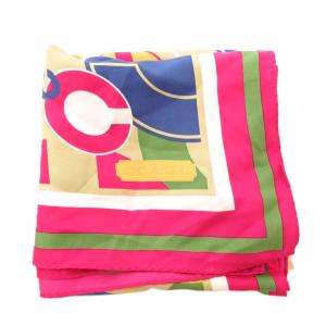 COACH 美品 スカーフ 総柄 ロゴ シルク マルチカラー /AE GY19