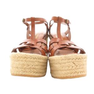 SAINT LAURENT PARIS ウェッジサンダル シューズ ハイヒール プラットフォーム 37 茶 ブラウン /AE GY19