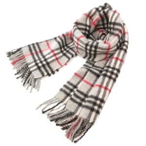 ヴィンテージ マフラー チェック カシミヤ グレー