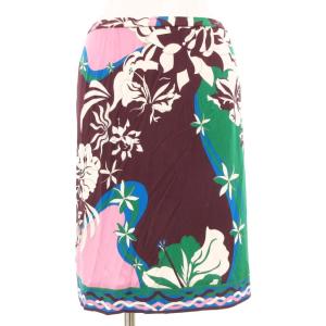 タイトスカート イージー ひざ丈 プッチ柄 総柄 シルク混 40 マルチカラー /GV GY19