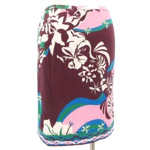 Emilio Pucci タイトスカート イージー ひざ丈 プッチ柄 総柄 シルク混 40 マルチカラー /GV GY19