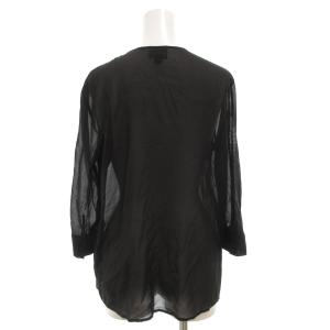 JUST cavalli シアーブラウス カットソー 七分袖 シアー スキッパー リボン 36 黒 ブラック /GV GY1938