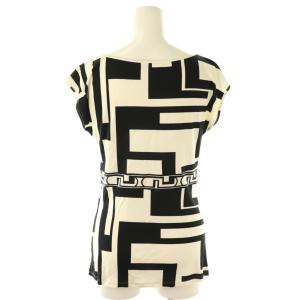 Emilio Pucci ブラウス フレンチスリーブ プルオーバー 総柄 シルク 38 オフホワイト 黒 /NR GY1