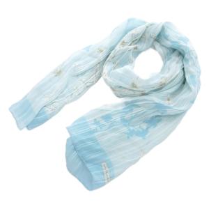ストール 花がら 絹 シルク ライトブルー /JS GY19