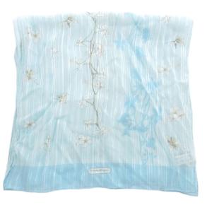 Salvatore Ferragamo ストール 花がら 絹 シルク ライトブルー /JS GY19