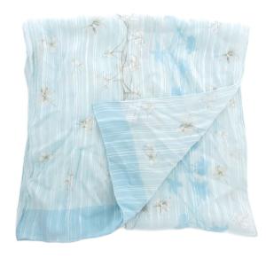 Salvatore Ferragamo ストール 花がら 絹 シルク ライトブルー /JS GY19