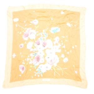 スカーフ 花がら 絹 シルク オレンジ /JS GY19