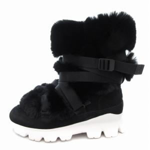 UGG ショートブーツ シューズ ボア 厚底 サイドジップ 24cm 黒 ブラック /AE GY19