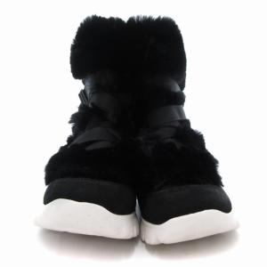 UGG ショートブーツ シューズ ボア 厚底 サイドジップ 24cm 黒 ブラック /AE GY19