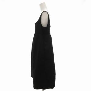 FOXEY NEW YORK 美品 エンパイアワンピース ノースリーブ ひざ丈 フレア タック 42 黒 ブラック 23444-APSAZ50-3