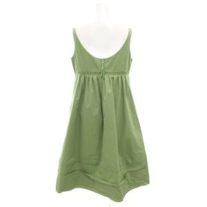 FOXEY NEW YORK エンパイアワンピース ノースリーブ ひざ丈 フレア タック 42 緑 グリーン系 23444-NA0FA01P